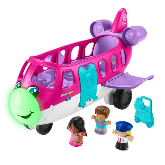 Fisher-Price Little Barbie Dream Airplane Presented By Little People With 1 Airplane, 1 Barbie, 1 Ken, 1 Pilot And 1 Luggage Element, Multilingual, Children's Toy, From 2 Years, HNK77