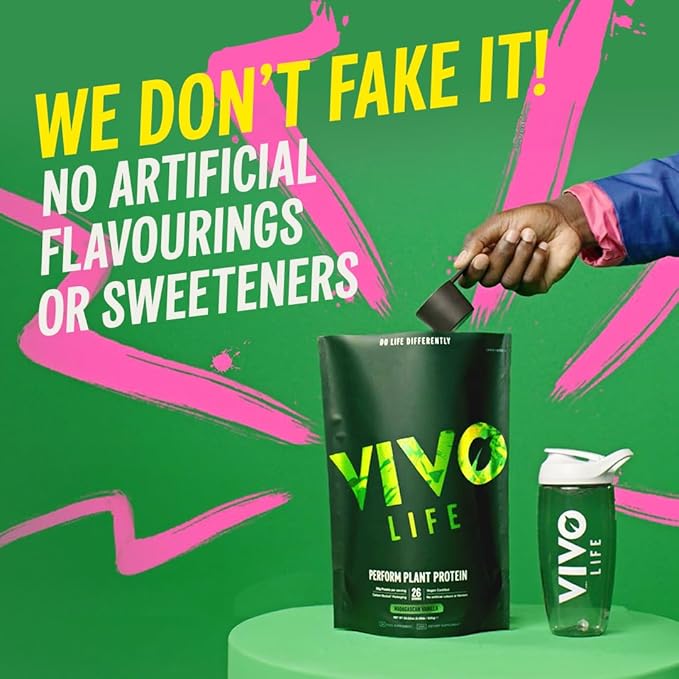Vivo life Perform Plant Protein Powder - Pea & Hemp Protein Blend with BCAA (9.38 oz, Vanilla)
