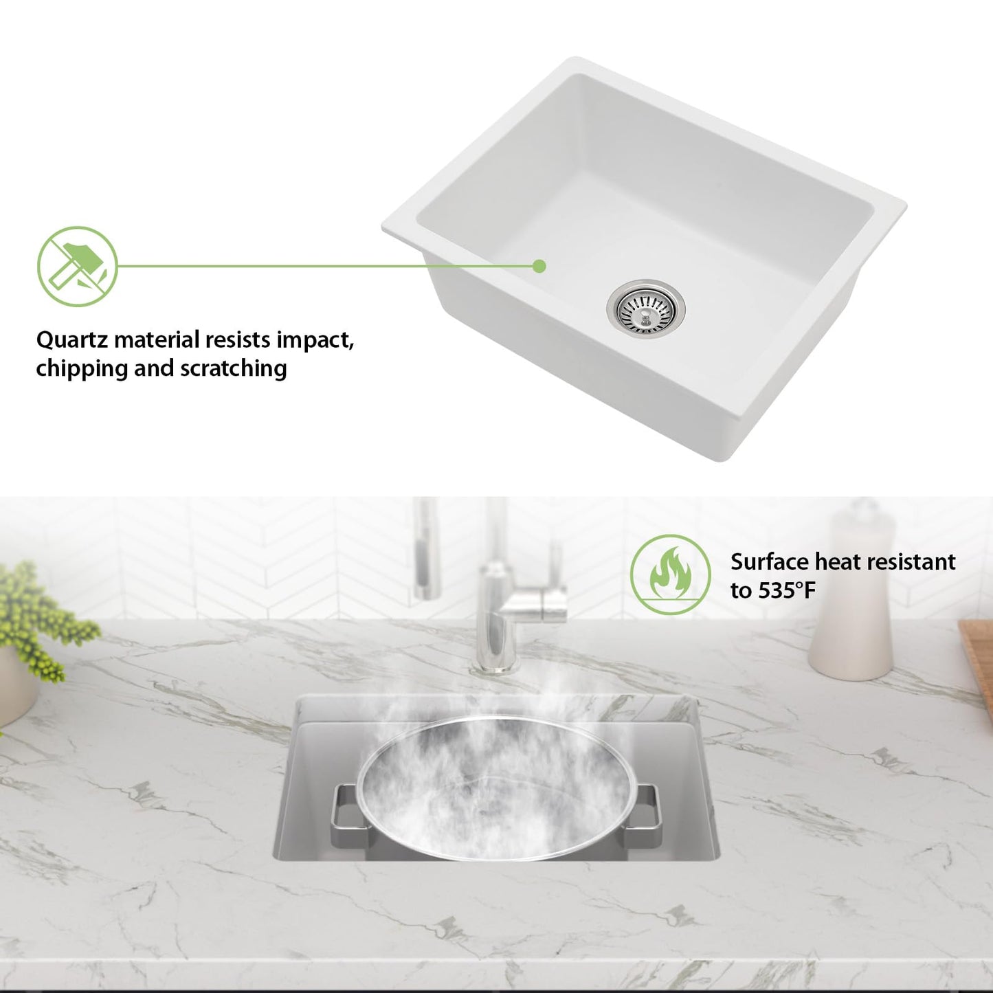 Lofeyo 22x17 Inch Granite Composite Kitchen Sink - 22"x17" Undermount White Wet Bar Sink Granite Composite Quartz Classic Under Counter Ledge Single Bowl Sink Basin, LOF-GC22179