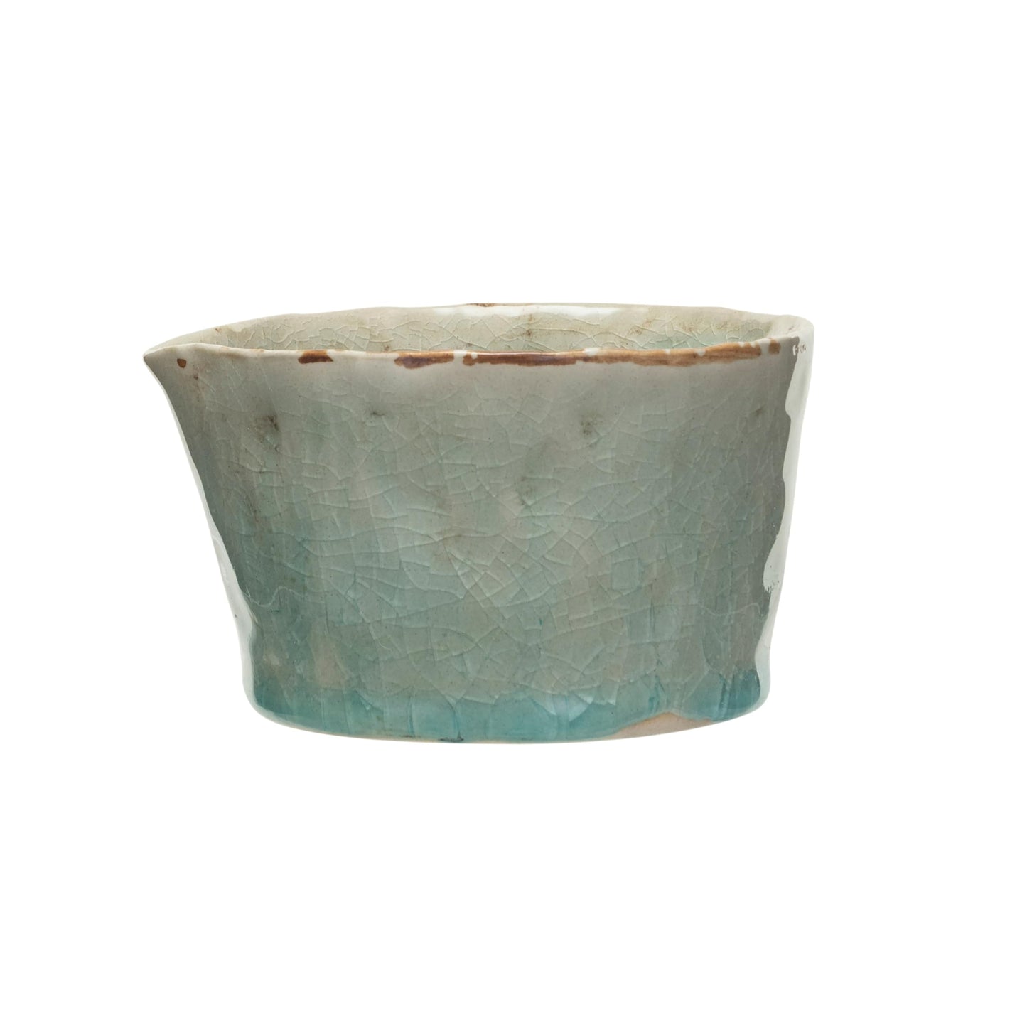 Creative Co-Op Stoneware Measuring Cups with Reactive Crackle Glaze, Green, Set of 4
