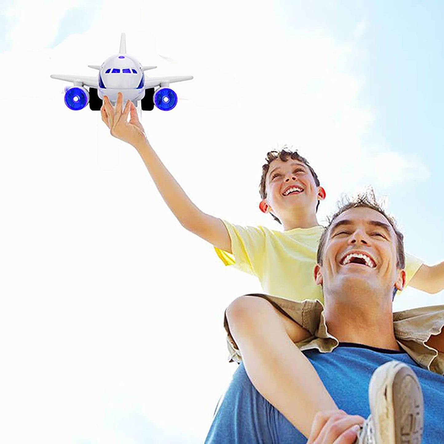 OCCAFY Airplane Toys for Toddlers,Friction Powered Toy Plane for Kids,1:200 Scale Aircraft with Flashing Lights and Sounds for Boys & Girls,Toy Vehicles