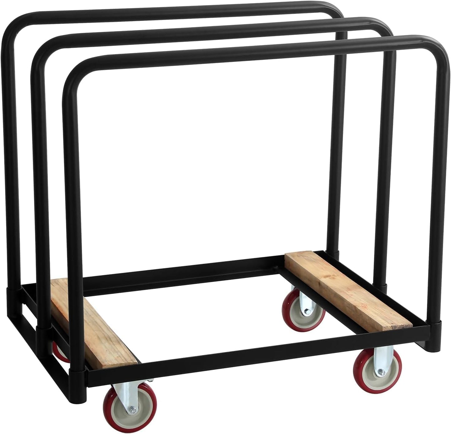 OUKIDR Steel Panel Truck, 1500lbs Capacity Panel Dolly Cart with 4 Swivel Casters and Removable Handrails, Heavy Duty Plywood Cart for Moving Lumber, Luggage Cargo, Warehouse Workshop Use, Black