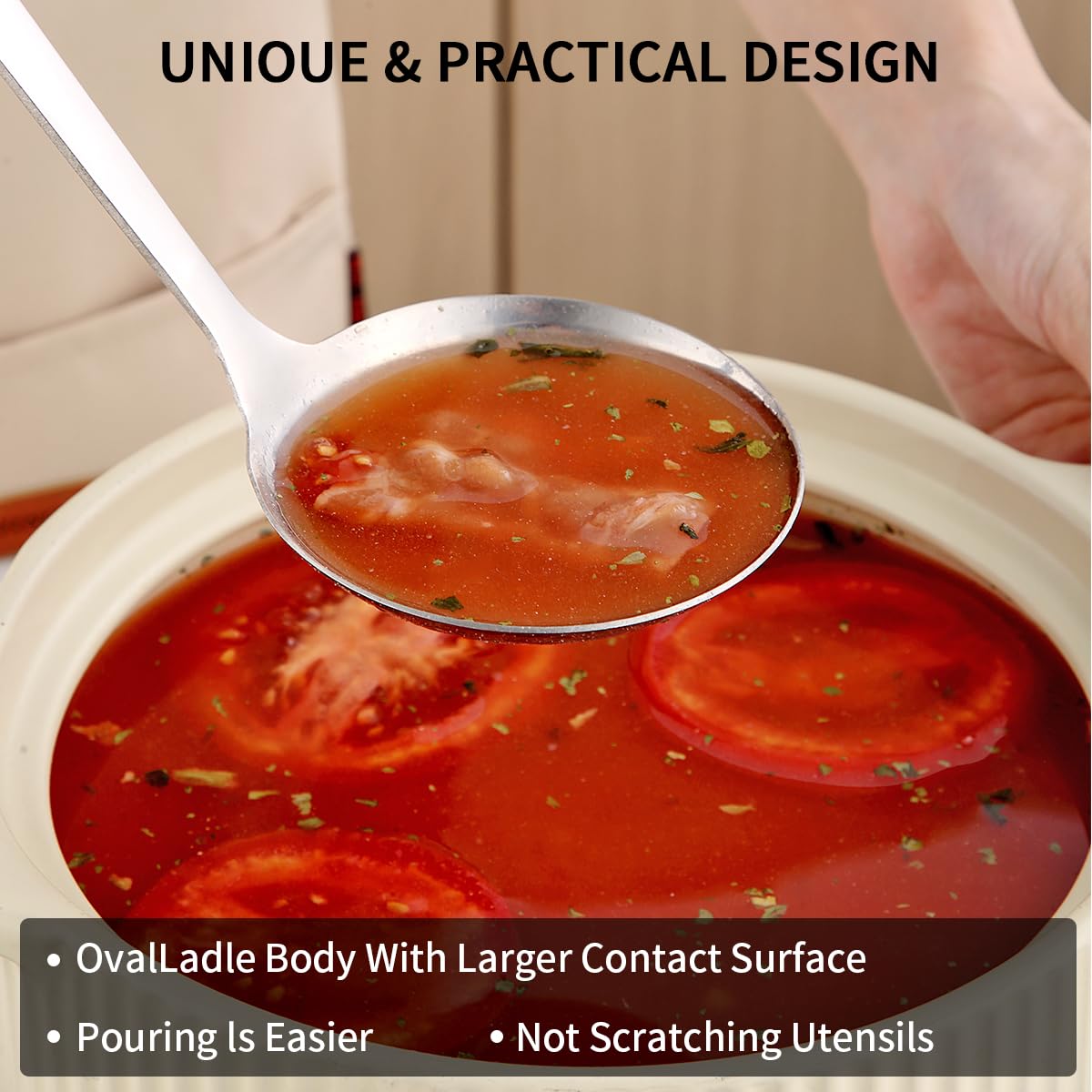 Berglander Stainless Steel Soup Ladle, 11.8" Durable Ladel Spoon for Serving or Cooking, Dishwasher Safe, Durable & Rust-Resistant Cooking Utensil