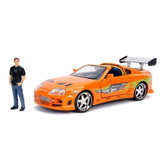 Jada Fast & Furious Brian’s 1995 Toyota Supra Diecast Model – 1:24 Scale Durable Die Cast Car – Includes Brian O' Conner Figure – Perfect for Collectors and Kids