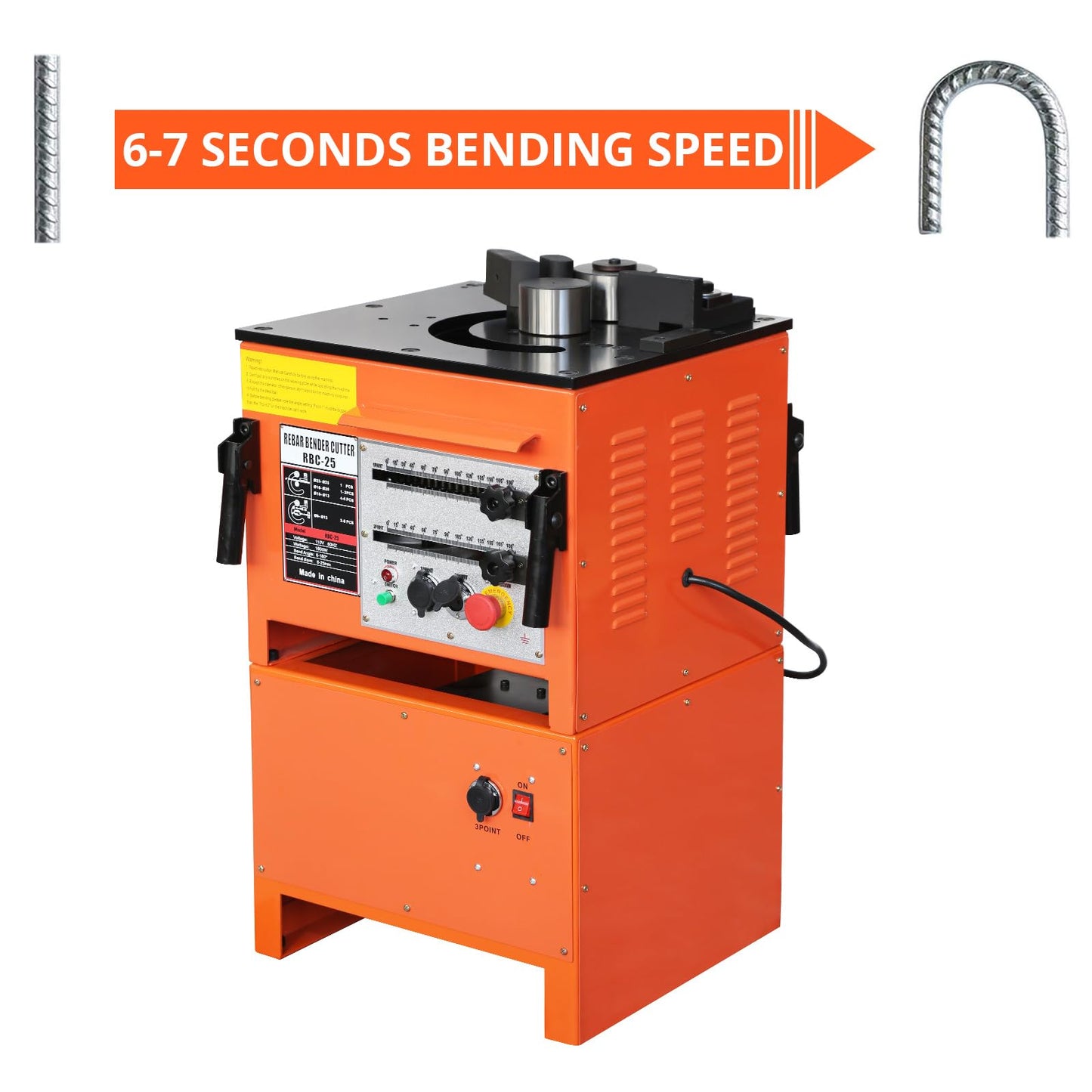 1600W Electric Rebar Bender and Cutter, Fast & Accurate 2-in-1 Bending Machine, Portable Rebar Bender Tool for 1/4 inch to 1 inch Steel Bar