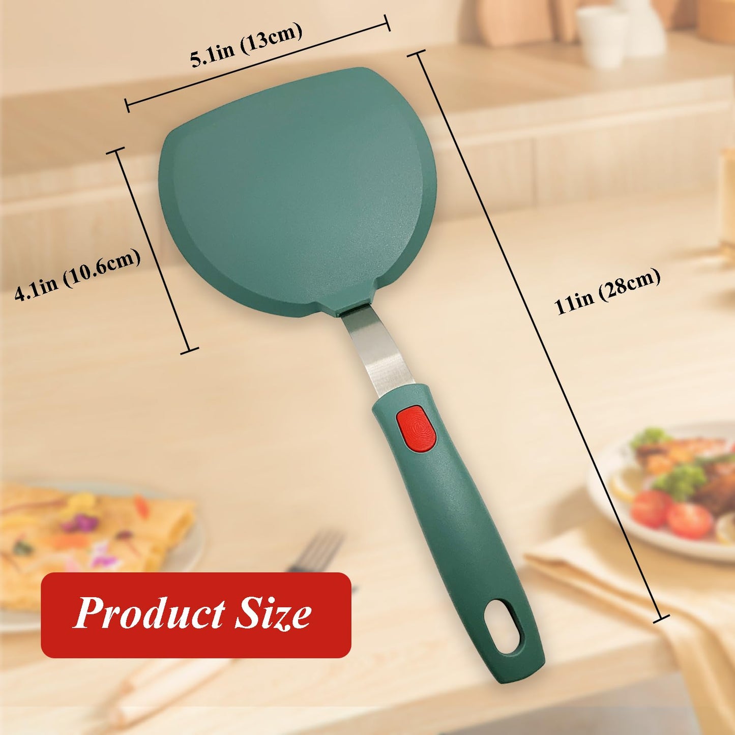 Silicone Spatula Turner Set of 2, Heat Resistant Pancake Spatulas for Nonstick Cookware Pan, Wide Slotted Cooking Spatula for Omelette Egg Fish, Thin Flexible for Kitchen Use, Dishwasher Safe