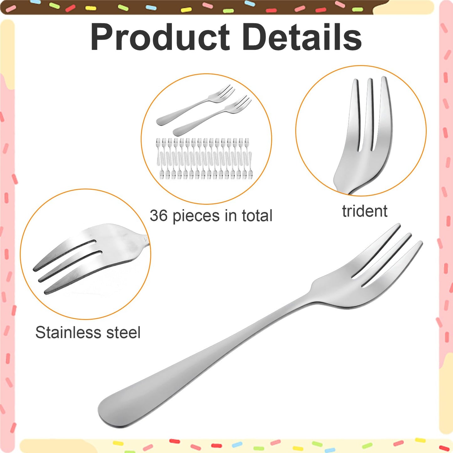 PercyEffie 36pcs Appetizer Small Forks 5.5Inches cocktail forks mini fork Stainless Steel Portable appetizers Cocktail Salad Fruit Fork for dessert,cake,pickle,crab,oyster Party
