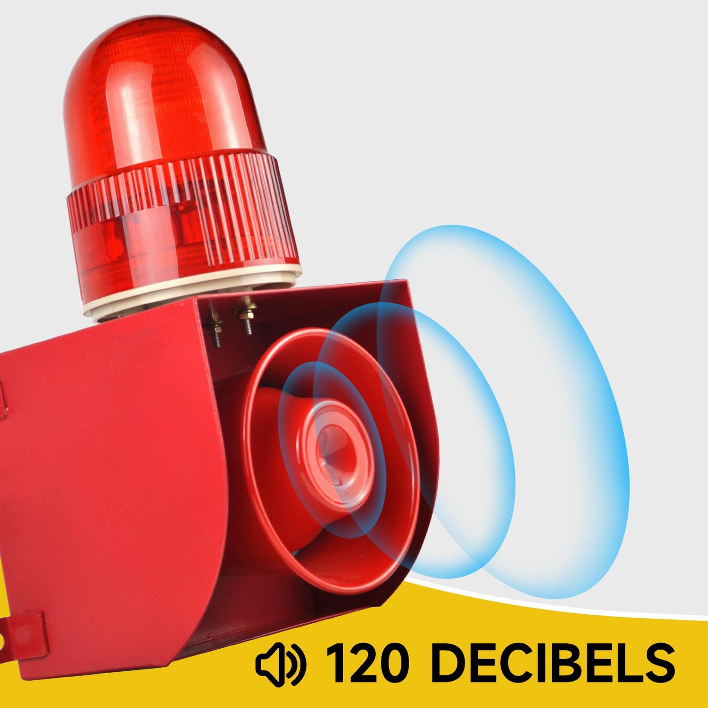 EOKHEOY Outdoor Security Siren Alarm 1.24 Mile Range Wireless 120dB Loud Waterproof Emergency Alarms with Strobe Light Adjustable Siren Sounds AC110-120V