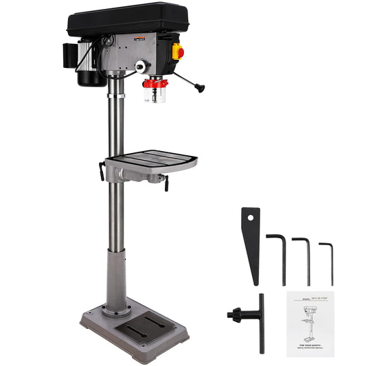 17 in Floor Drill Press, CuisinAid 12 Amp 120V Pure Copper Motor, 200-3630 RPM Variable Speed Cast Iron Bench Drill Press, 0-45° Tilting Worktable, Tabletop Drilling Machine for Wood Metal