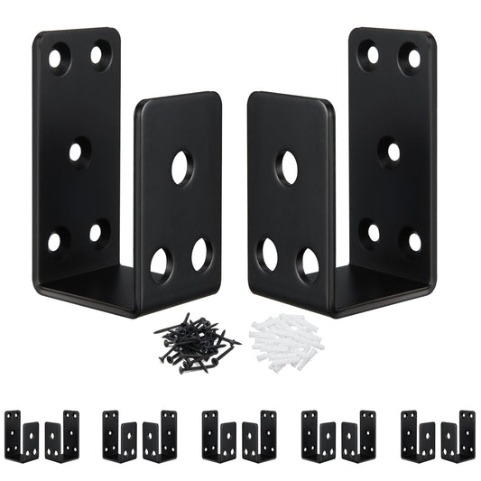 12Pack Door Barricade Brackets,Heavy Duty Door Security Bar, Open Security Bar Holder U Brackets, Fits 2 x 4 Lumber for Door Brace, Home, Garage, Barn, Shed, Gate Security, Black