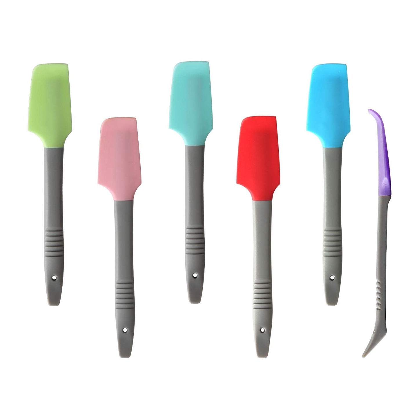 Yoku Made Silicone Mini Spatula, Curved Small Spatula, Kitchen Jar Spatula, Wet Pet Food Can Spoon, for Cooking Baking Frosting or Mixing, 6pcs
