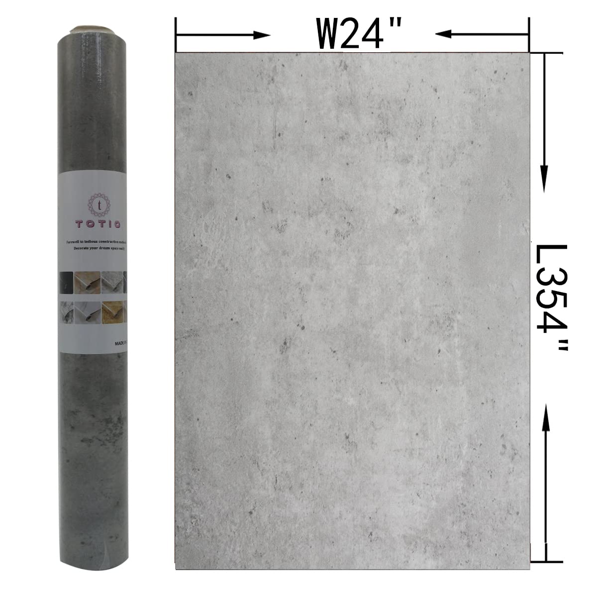 TOTIO Gray Concrete Wallpaper Matte Thick Textured Grey Cement Contact Paper Peel Stick Countertop Paper Removable Waterproof Adhesive Furniture Stickers Industrial Style Vinyl Wall Sticker 24x354inch