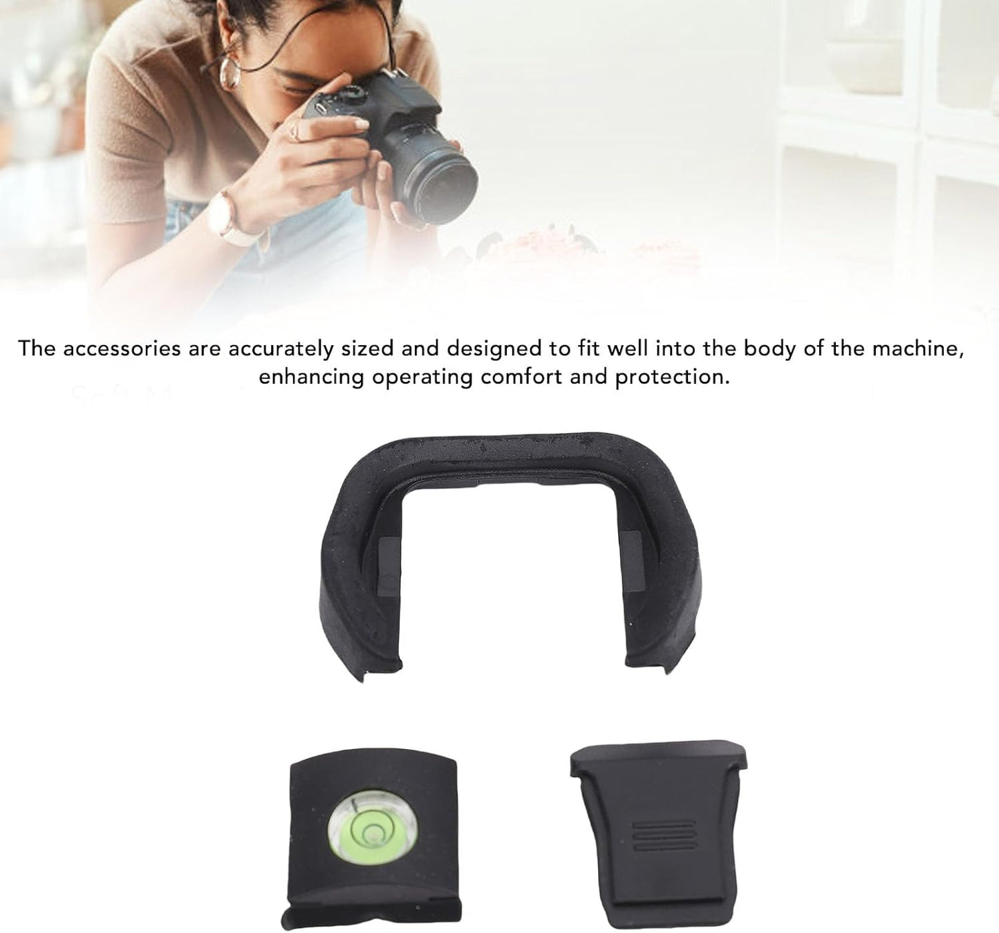 Akozon R5 R6, Camera Eyecup Viewfinder with Hot Shoe Cover & Bubble Spirit Level Kit, Compatible with Durable