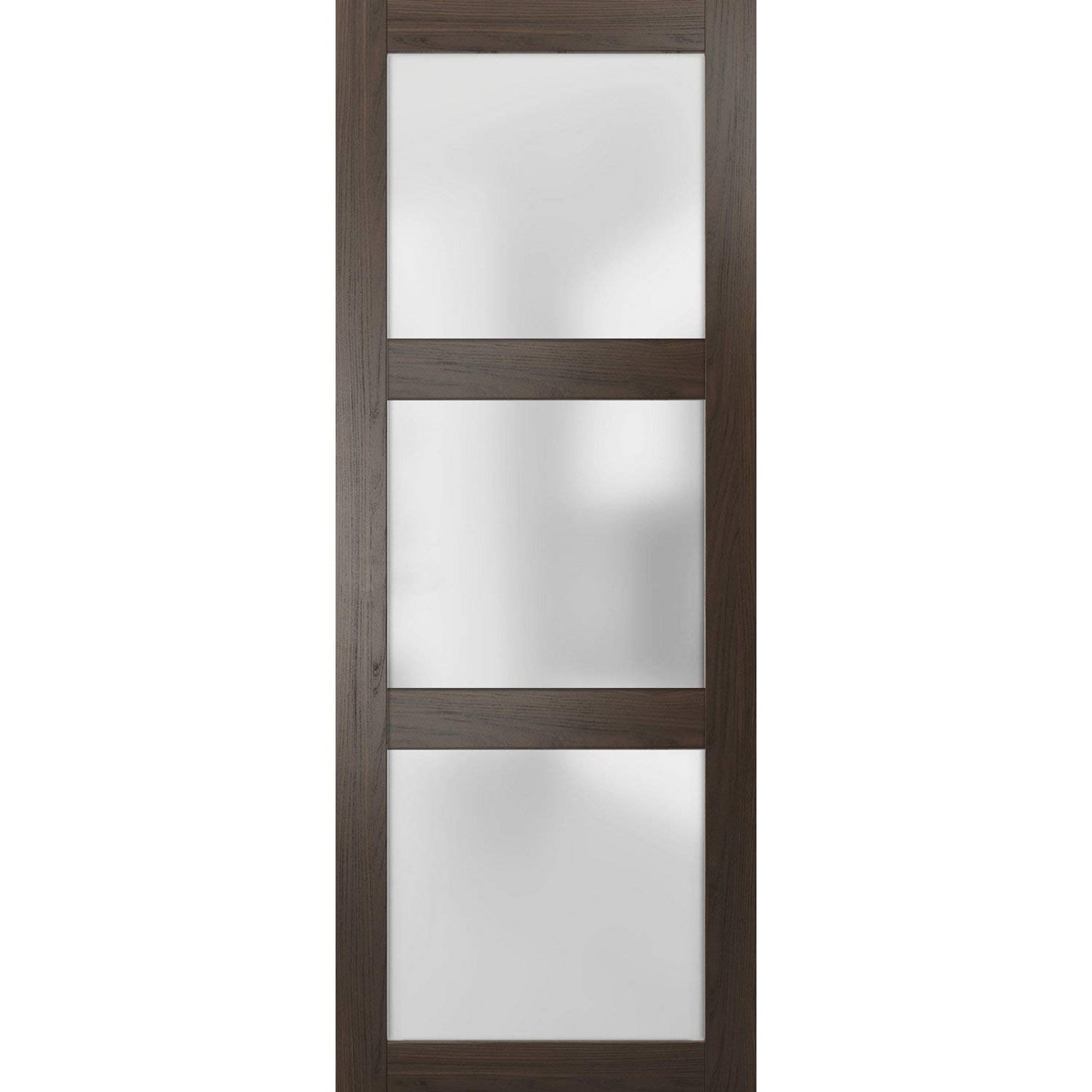 SARTODOORS Slab Barn Door Panel Frosted Glass | Lucia 2552 Chocolate Ash | Sturdy Finished Doors | Pocket Closet Sliding-36 x 96"
