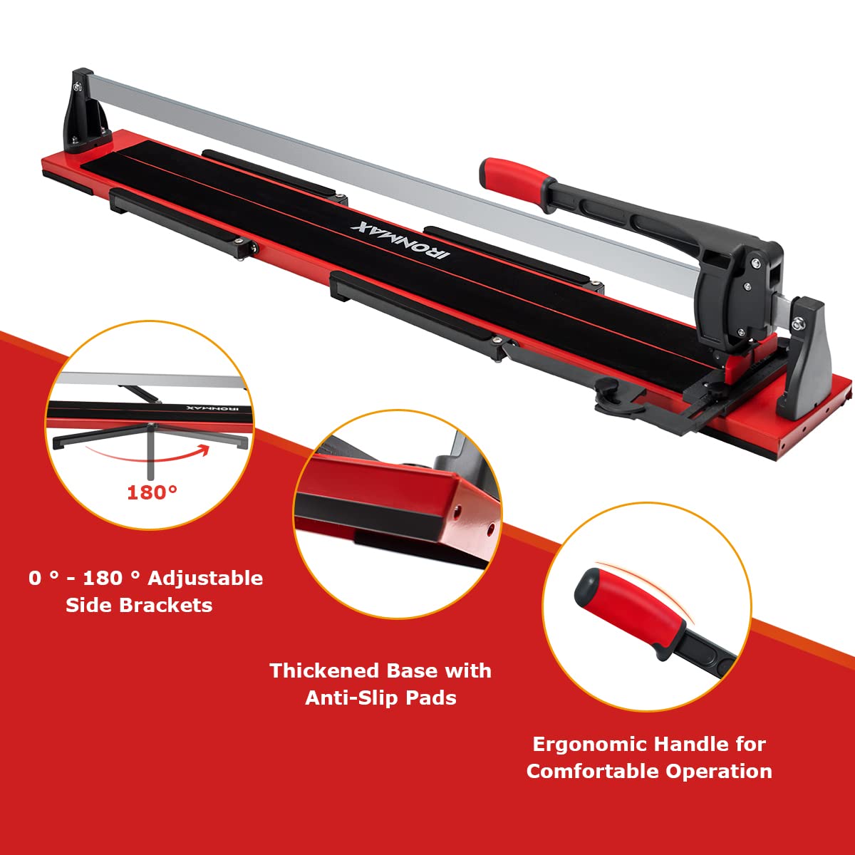 ERGOMASTER Manual Tile Cutter 48 Inch with Ergonomic Handle & Tungsten Carbide Cutting Wheels, Porcelain Ceramic Floor Tile Cutter with Anti-Skid Feet and Removable Scale （48 Inches）