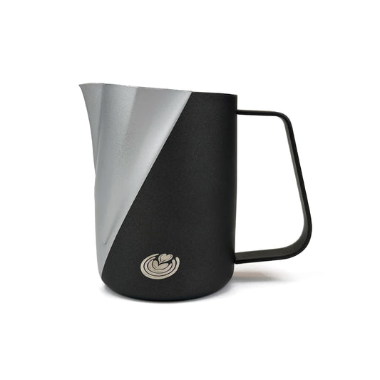 Barista Swag Curved Body Coffee Milk Frothing Cup for Espresso Machines Latte Art 500ml Steaming Pitchers (Matte Gray-Black)