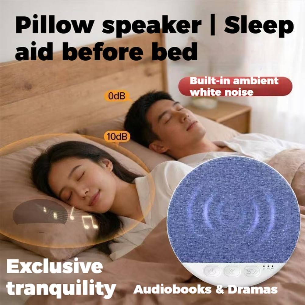 5.4 (Pink*1) Bluetooth Pillow Speaker for Sleeping, Under Pillow Speaker Bluetooth with White Noise, Ultra Slim