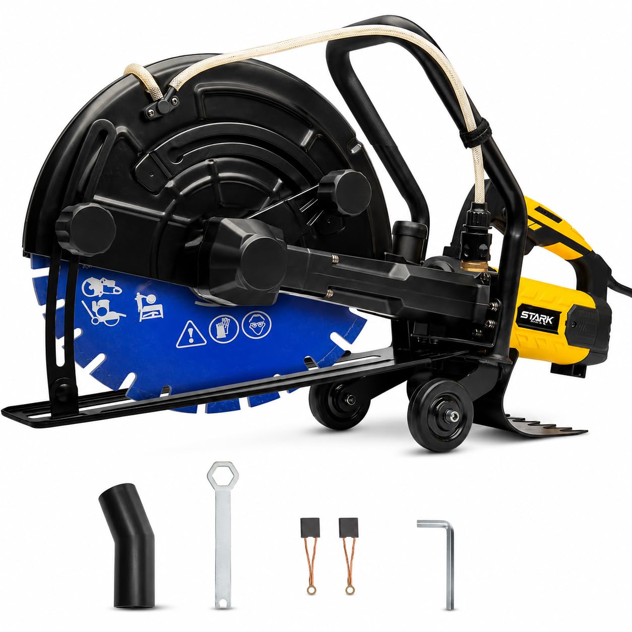 XtremepowerUS 3200W Electric 16" Circular Saw Concrete Saw Wet/Dry Concrete Cutter 20AMP With Water Line Attachment Wet Concrete Saw (Blade Included) Ideal for DIY House, Foundation