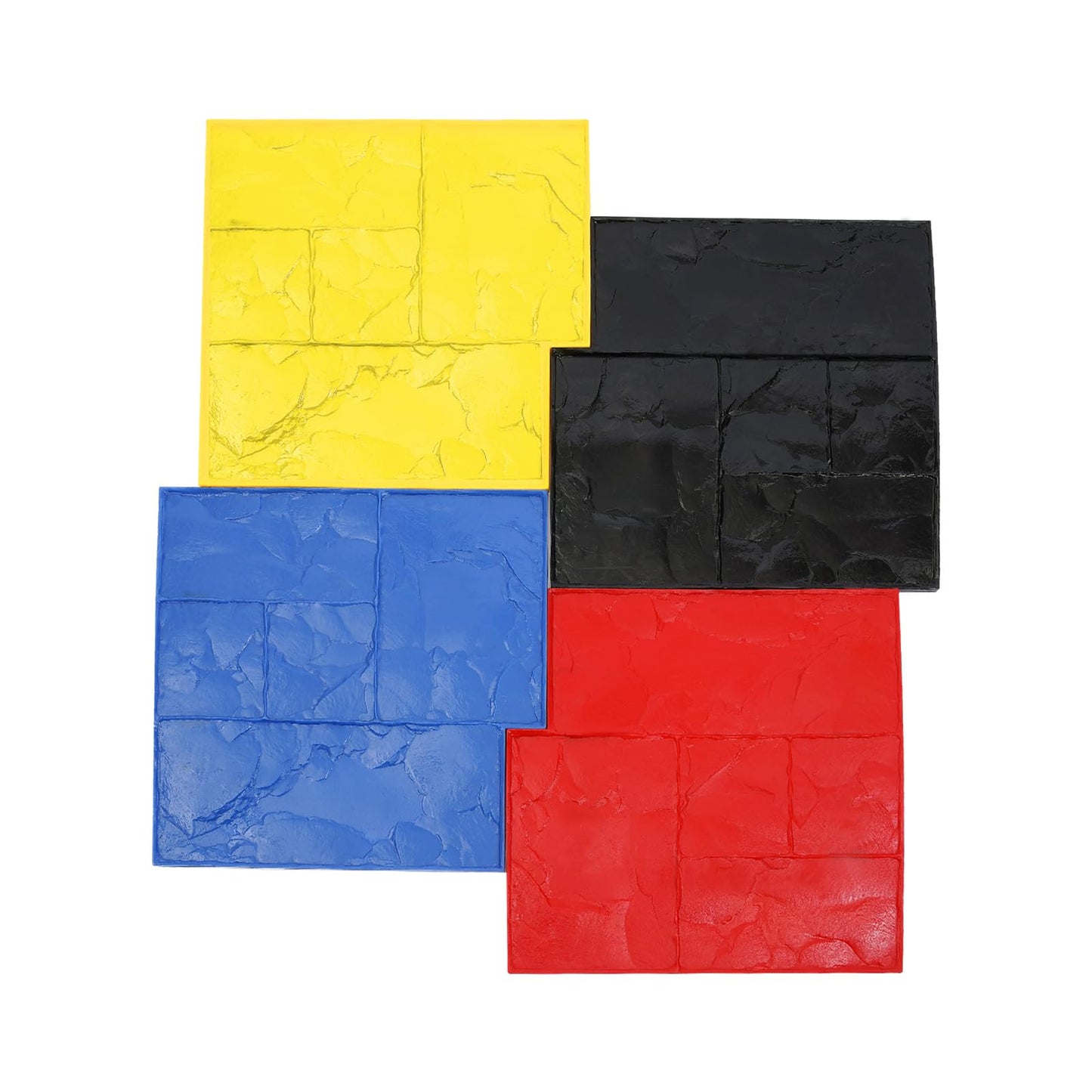 AKSDSGA 4 Pieces 24"×24" Concrete Stamps Mats Set Concrete Texturing Skin with Handles, Stone Texture Cement Stamps for Walls/Floors, 0.7in Thickness, 4 Colors