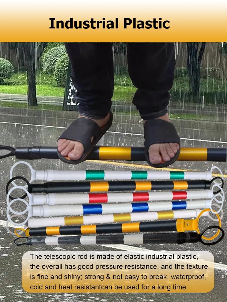 5-10 ft Retractable Traffic Cone Barrier, 5 Pcs Telescopic Safety Poles with Reflective Tape, Black & White, Ideal for Traffic Control, Safety, and Emergency Use