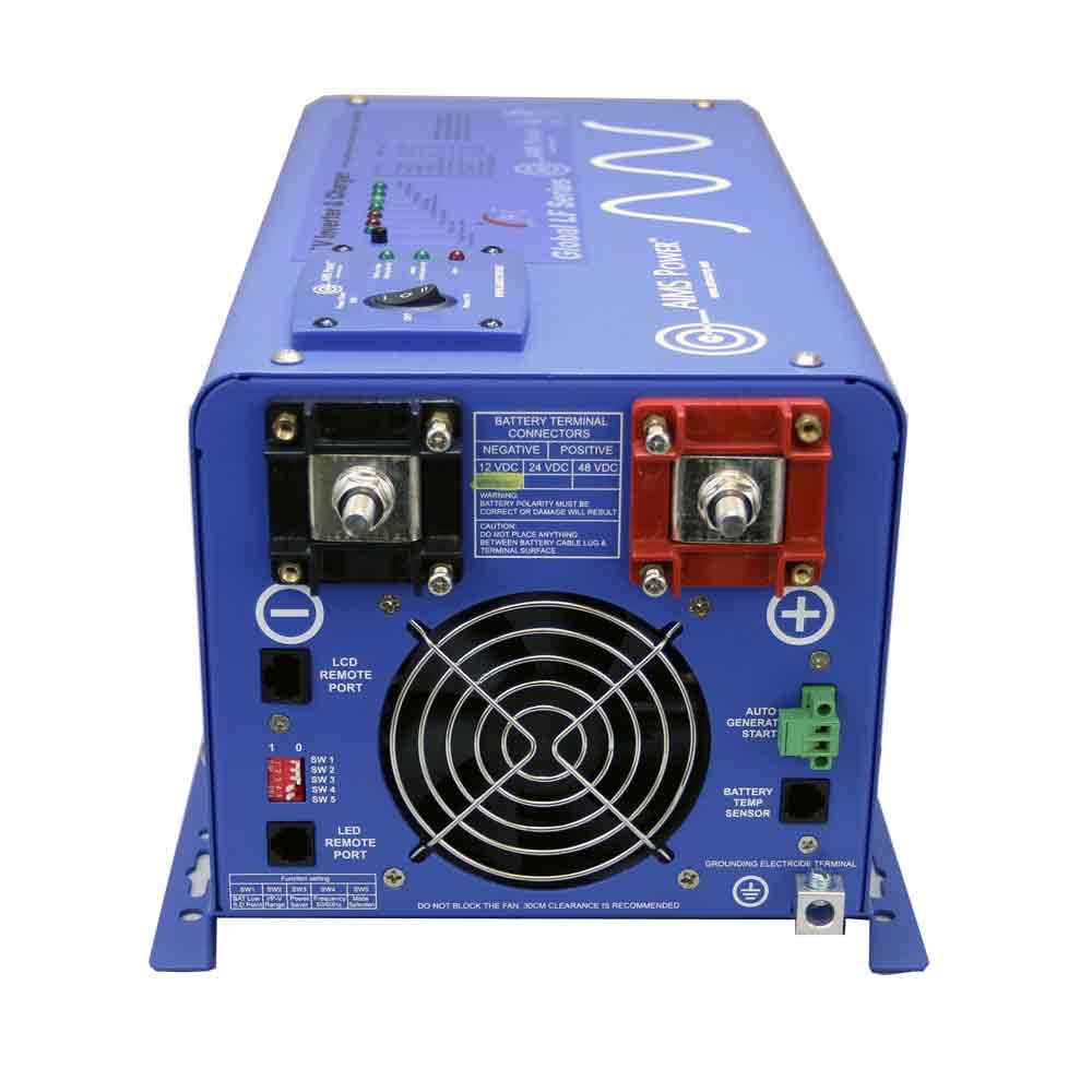 AIMS Power 2000 Watt 12 VDC Pure Sine Inverter Charger 120 VAC Output 70A Charger 30A Transfer Switch PICOGLF20W12V120VR
