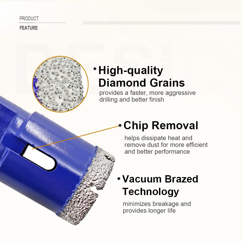 SHDIATOOL Diamond Tile Drill Bits Set,Porcelain Hole Saw, Cutter for Marble Ceramic Granite and Tile Diamond Saw Blade