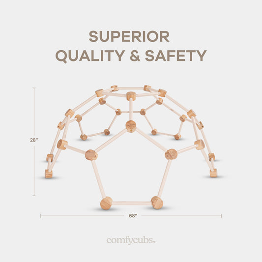 Comfy Cubs Wooden Toddler Play Gym for 3-6 Years Old - Montessori Climber for Kids - Safe Climbing Toy Support up to 120 lbs - Easy to Assemble Kids Climber for Active Play - Blush