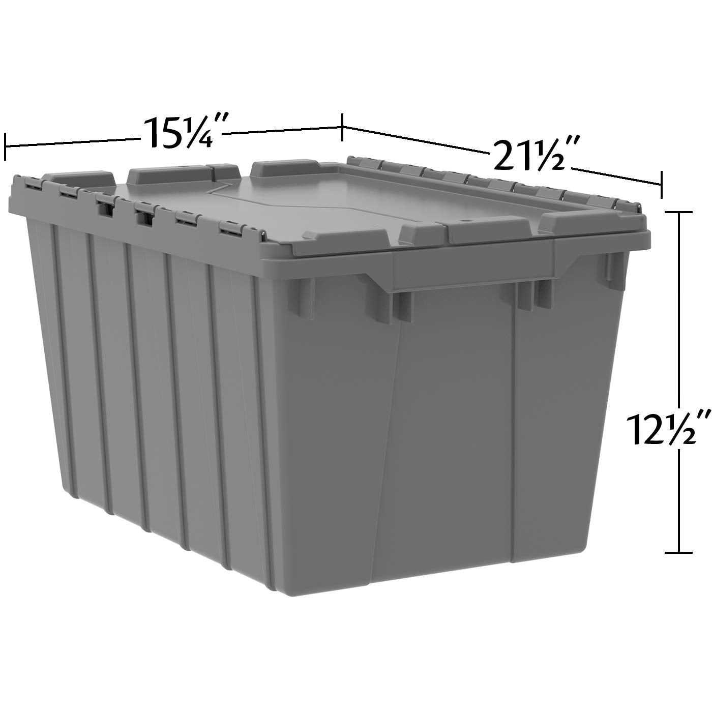 Akro-Mils 39120 Industrial Lidded Plastic Storage Container, Nesting and Stackable Plastic Storage Box with Lid Attached, Organization Tote for Garage and Warehouse, 21.5"x15.25"x12.5", Blue (6-Pack)