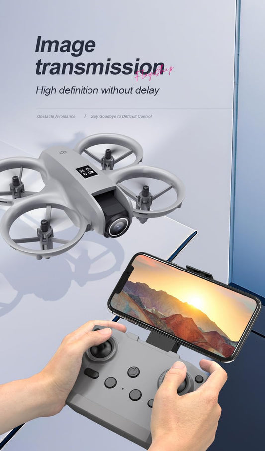 Little Pilot X18 RC Toy Drone with Dual Cameras, Propeller Guards, One-Key Takeoff/Landing, Intelligent Obstacle Avoidance, 3D Flips, Hovering, LED Lights,Batteries, Dual Control via Remote & App，Flight First Lesson XI8 Mini Quadcopter RC Drone Lets the