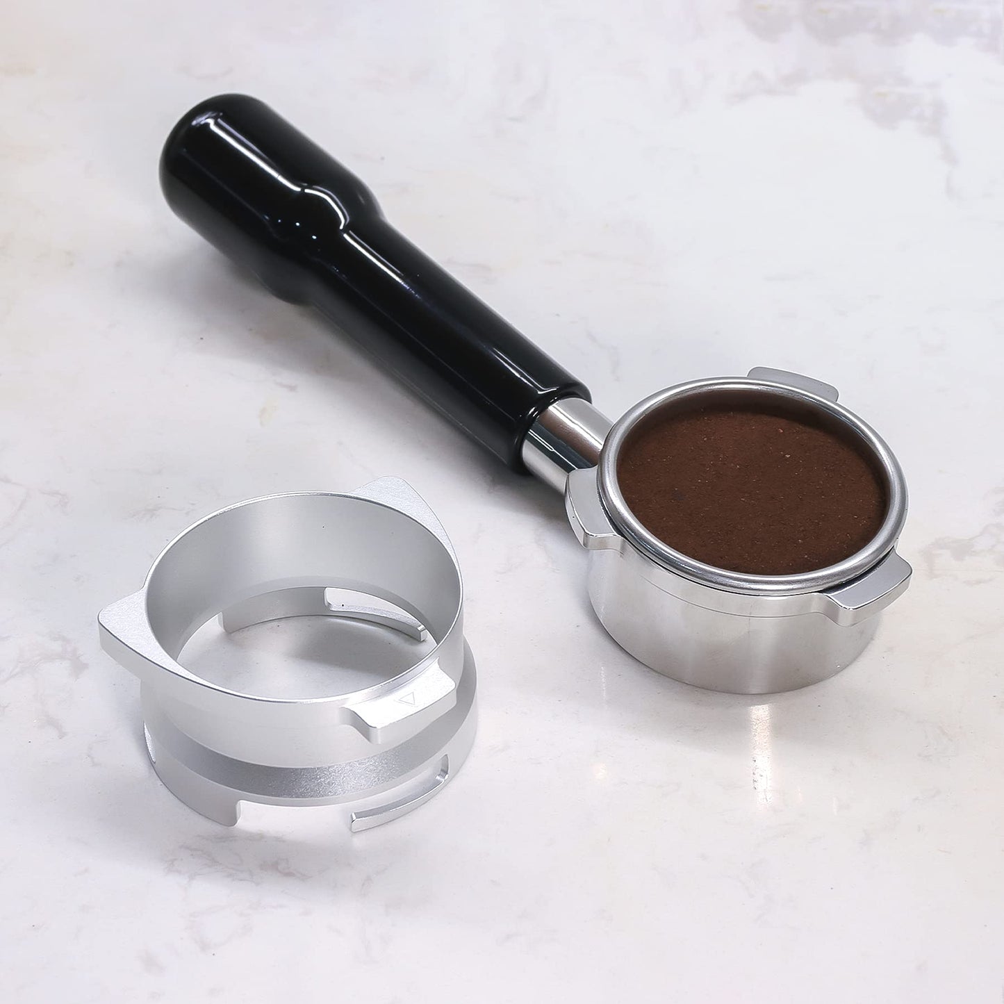 FIRJOY 54mm Espresso Dosing Funnel for Breville Barista Portafilters (Aluminum Alloy-Silver)