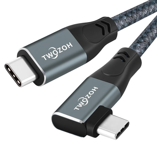Twozoh 3.2 2 90 20Gbps 100W etc.(15FT, Right Angle USB Gen Cable, USB C Data Transfer PD Fast Charging Cord, USB Type C