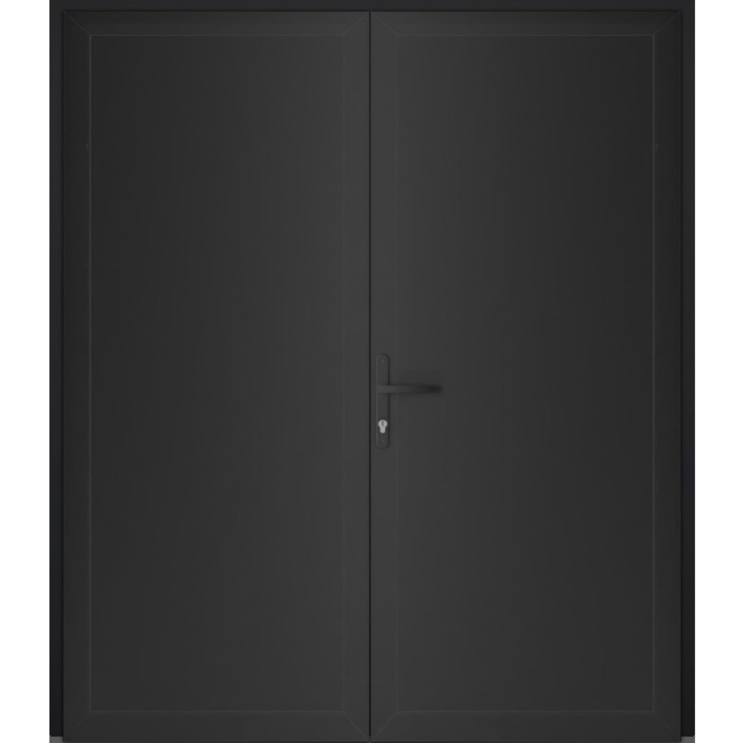 VDOMDOORS Front Exterior Prehung Metal-Plastic Double Doors/MANUX 8111 Matte Black/Residential Doors Entrance Patio Garage 72 x 80