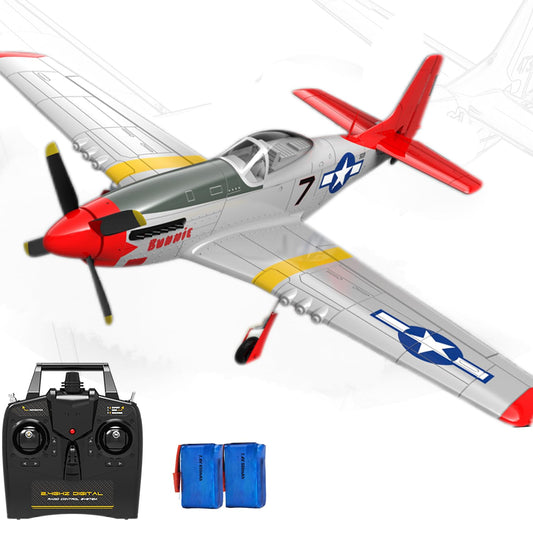 Ssccgym Extra Large 29.5" 750MM P51 P-51D Mustang Remote Control Combat Aircraft 4CH Double Battery Aerobatic Brushless RC Aircraft Full-Function for Professional Players