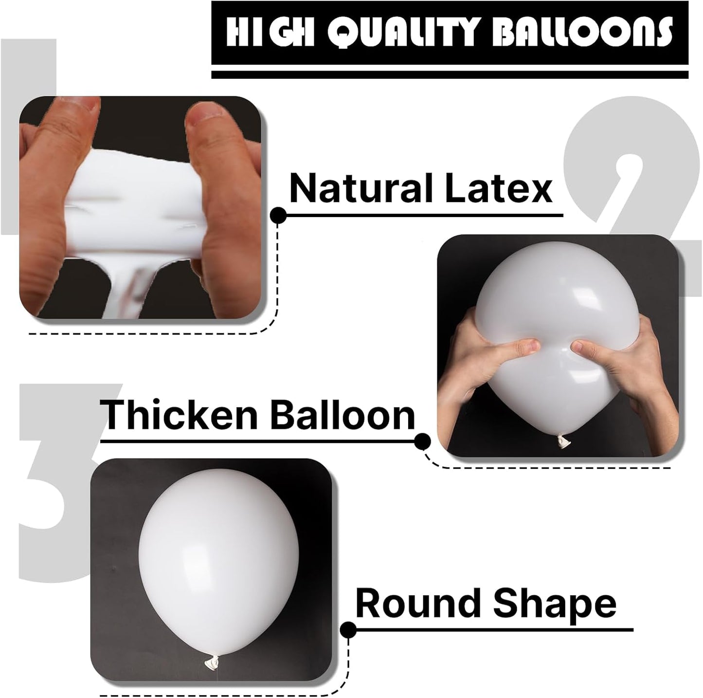 PartyWoo White Balloons - 100 Pcs 12 Inch Latex Helium Pastel White Balloons for Events & Celebrations