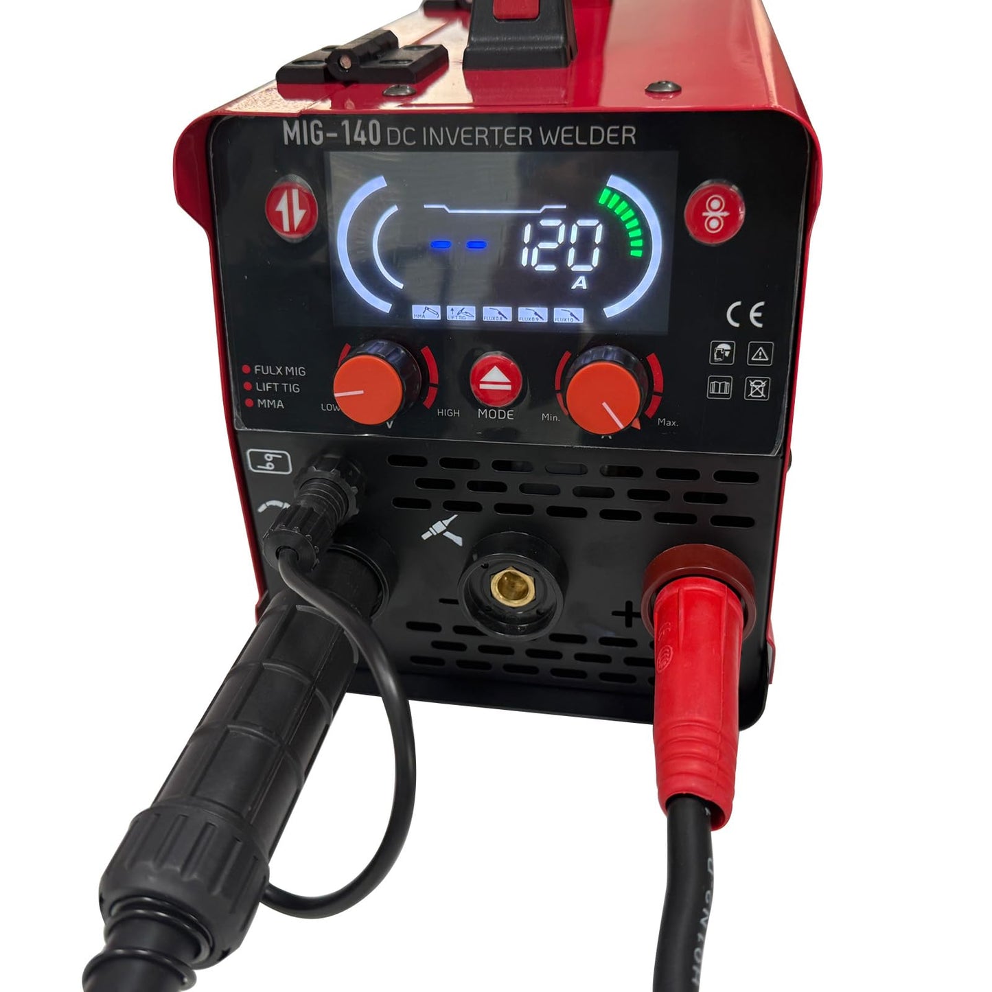 Landhero140A Inverter Welding Machine, Multi-Process Flux MIG/Lift TIG/MMA Welder with Synergic MIG Control, Supports AWS Electrodes -Ideal for Assembly, Repairs & Field Operations
