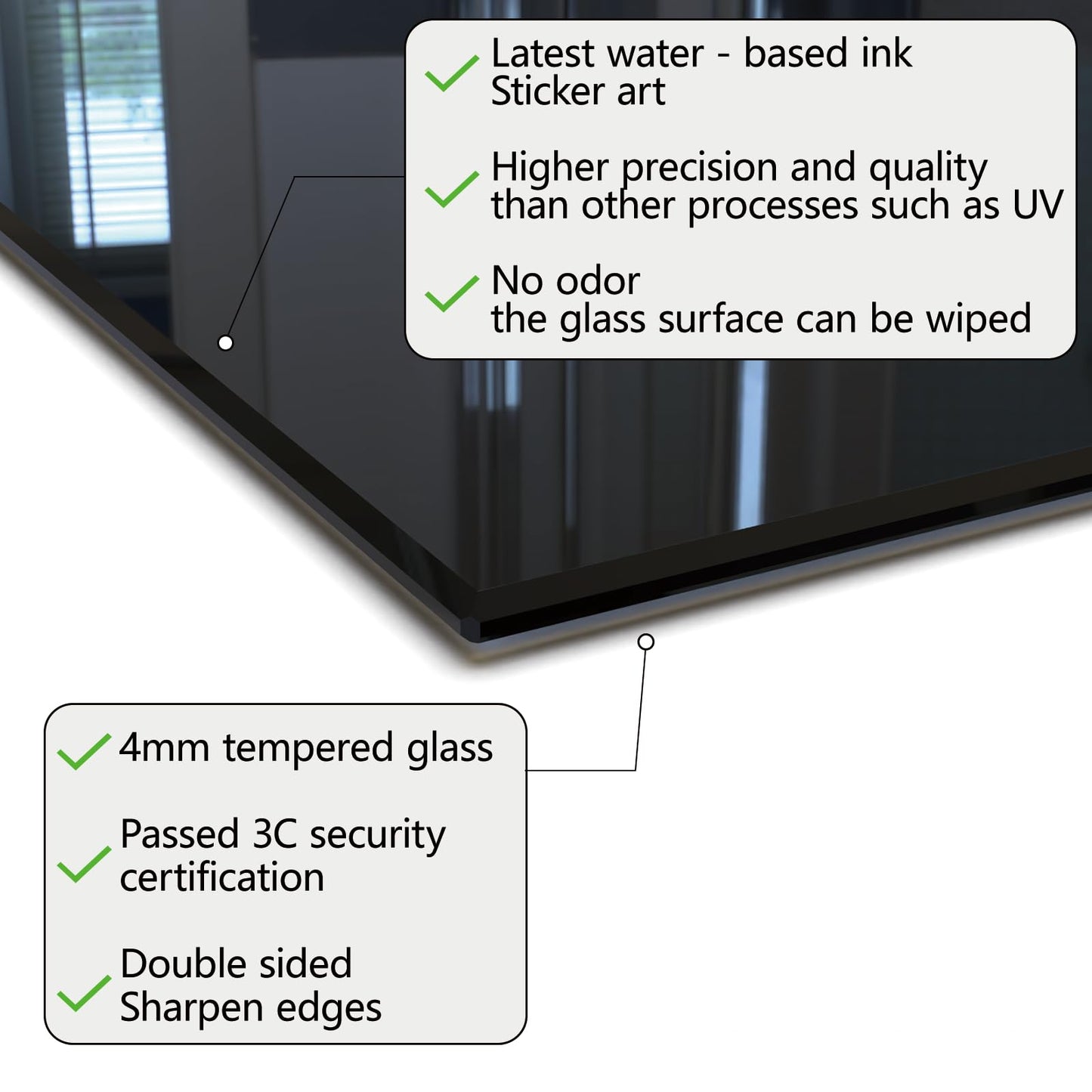 LMSDYSHU Tempered Glass Backsplash for Kitchen, Black line stripes, Frameless, Stove Backsplash Protector for Wall,Easy to Clean, Home Decor (30"x24")