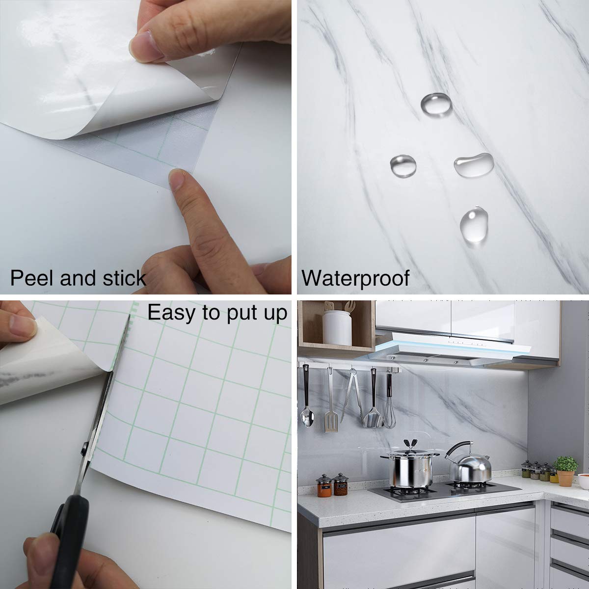 Creamy White Granite Wallpaper Peel Stick Shiny Thick Marble Contact Paper for Countertop 16x354inch Waterproof Oil Proof Self Adhesive Furniture Stickers Kitchen Counter Shelf Liner Vinyl Decorative