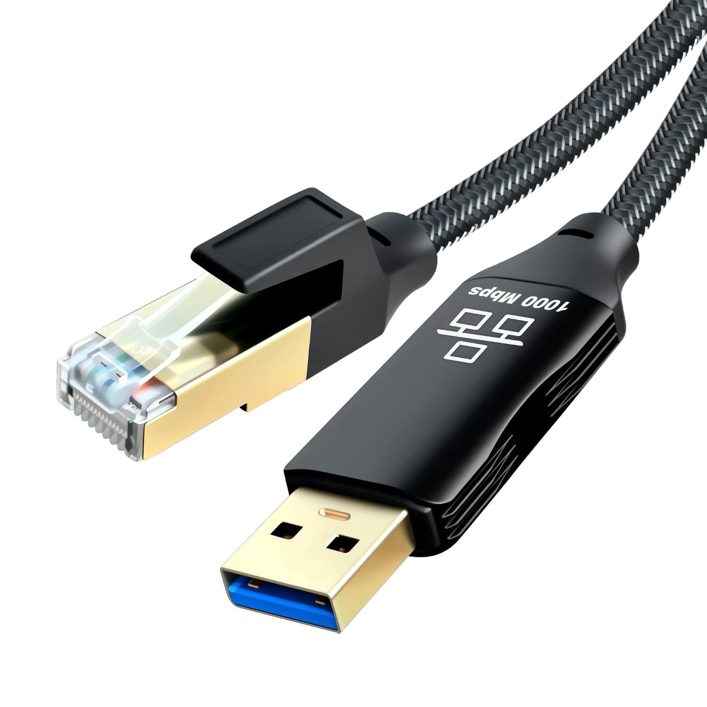 Jelly Tang 30Ft,USB 3.0 RJ45 Linux(30Ft/10M) USB to Ethernet Cable Male to Serial Adapter Directly Connected