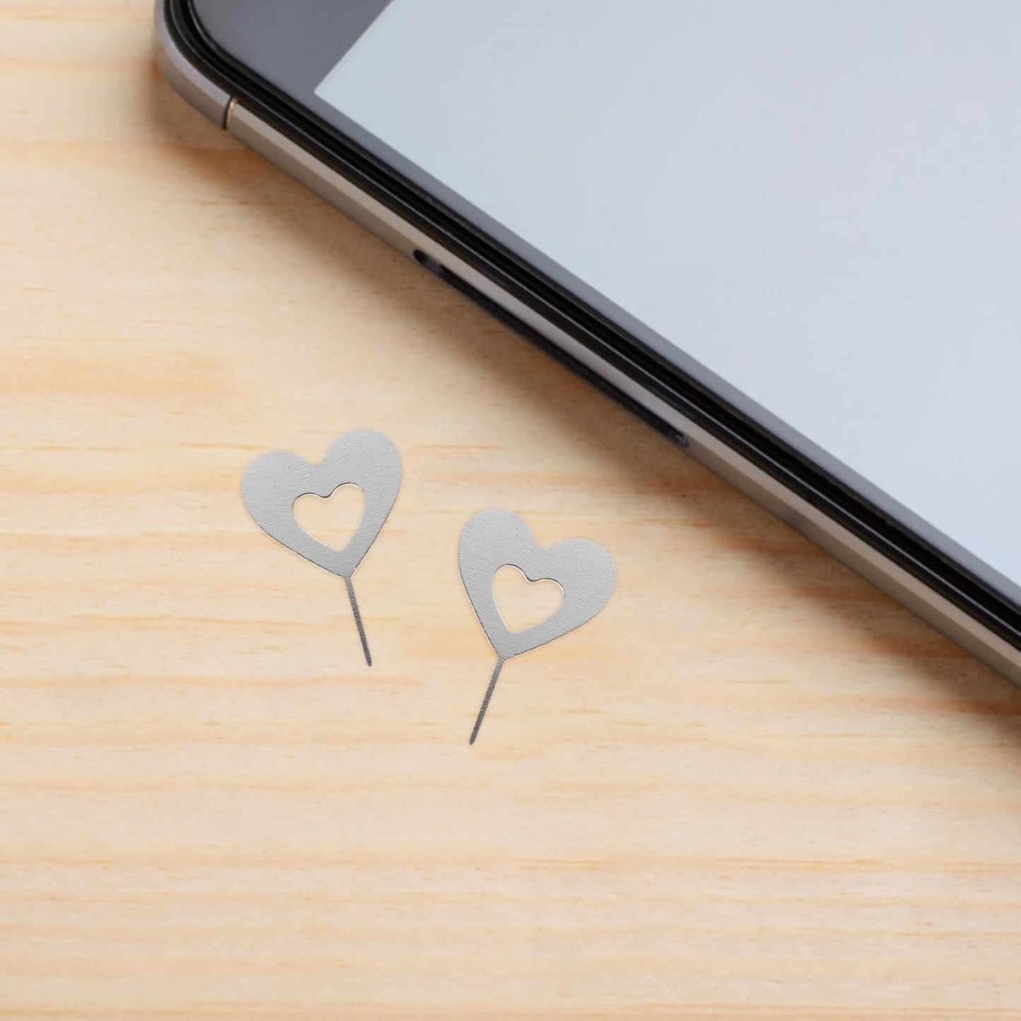 100pcs Set Reset KALLORY Sim Card Ejector Tool with Heart-Shaped Pins Mobile Phone Sim Tray Removal Needles