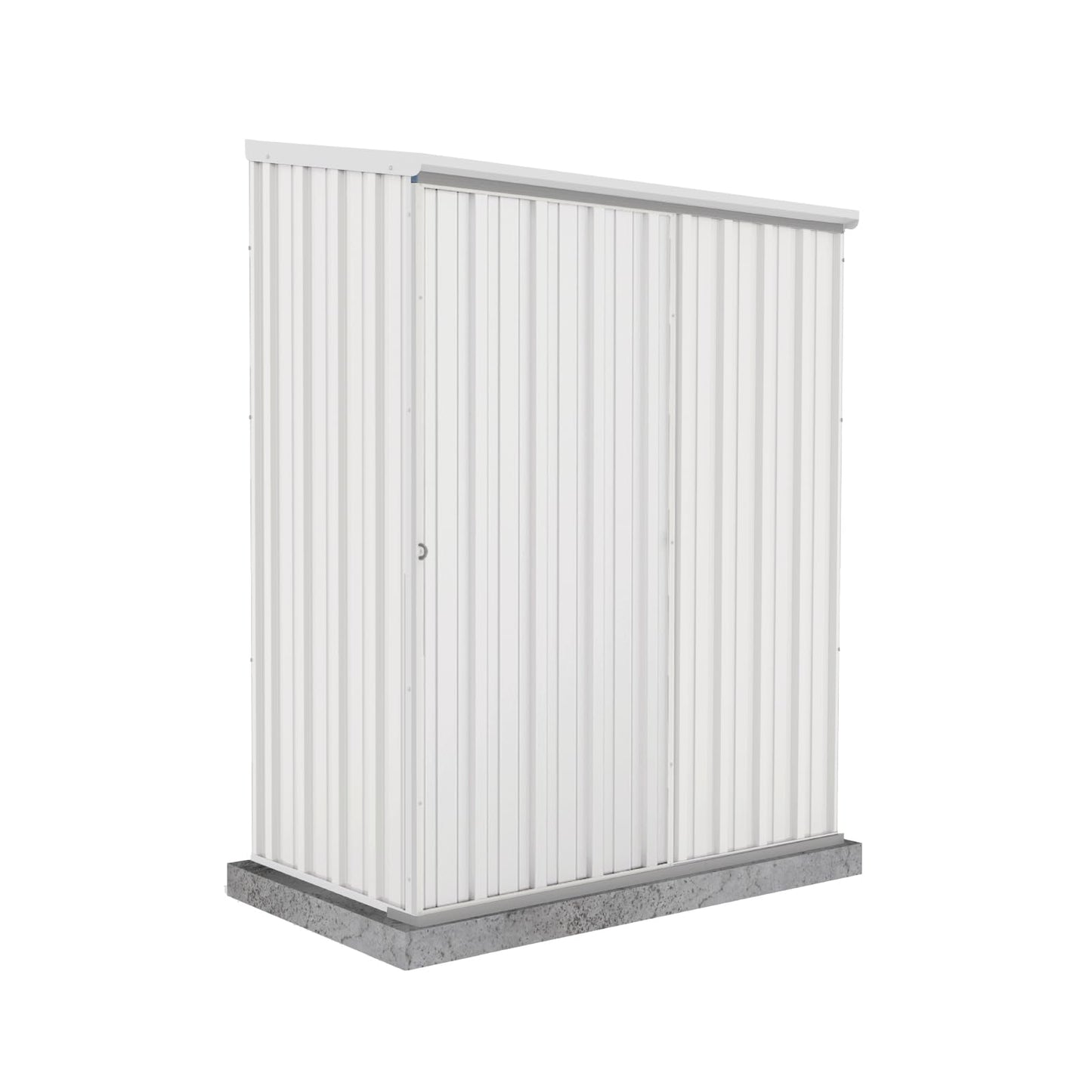 Absco EZI Slider 5 Ft. x 3 Ft. DIY Galvanized Steel Outdoor Skillion Roof Storage Shed with Single Sliding Door, Ideal for General Lawn Garden Tools, Surfmist