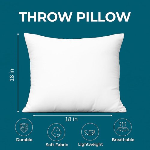 LANE LINEN 18 x 18 Throw Pillow Inserts - Pack of 2 White Down Alternative for Decorative Pillows