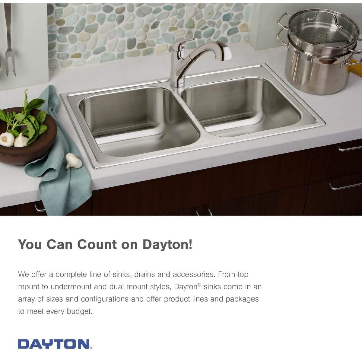 Elkay Dayton D125223 Single Bowl Drop-in Stainless Steel Sink, Satin, 25 x 22