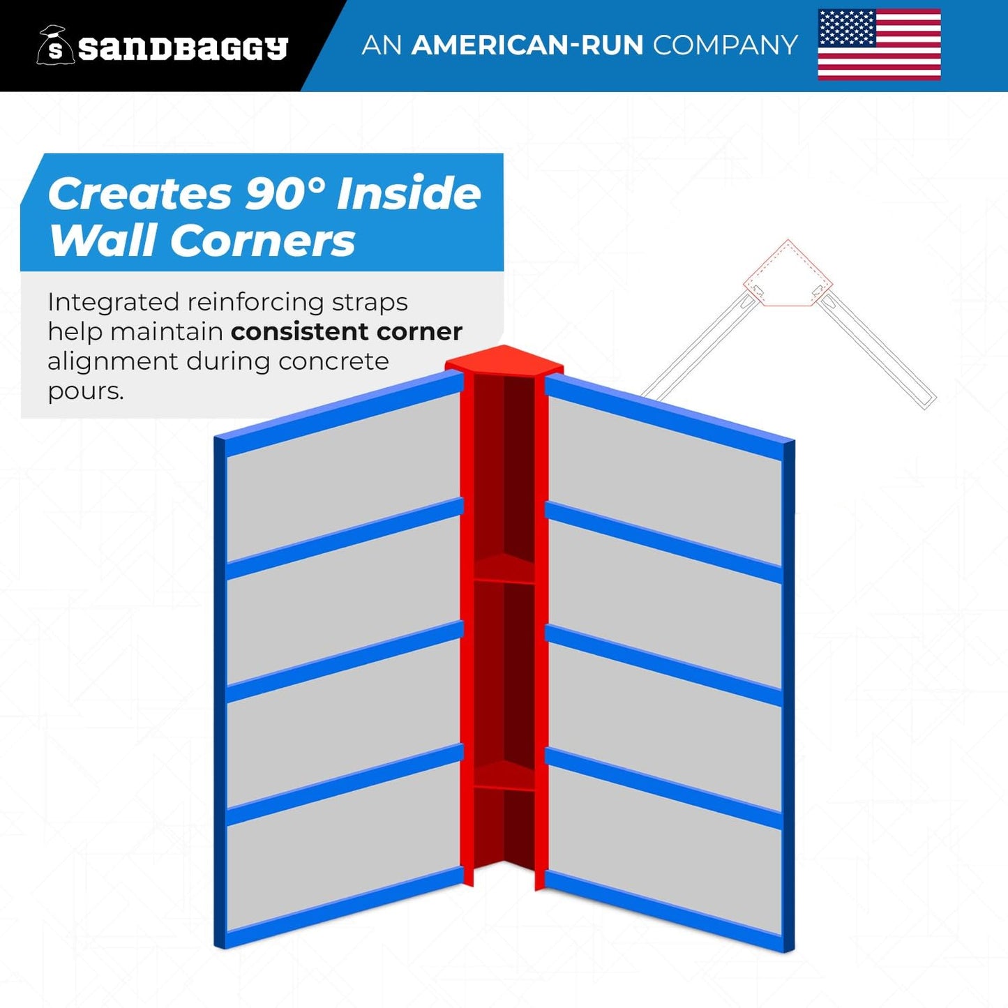 6" x 6" x 8 ft Inside Corners for Steel-Ply Concrete Forms - Sandbaggy (10, 6" x 6" x 8 ft)