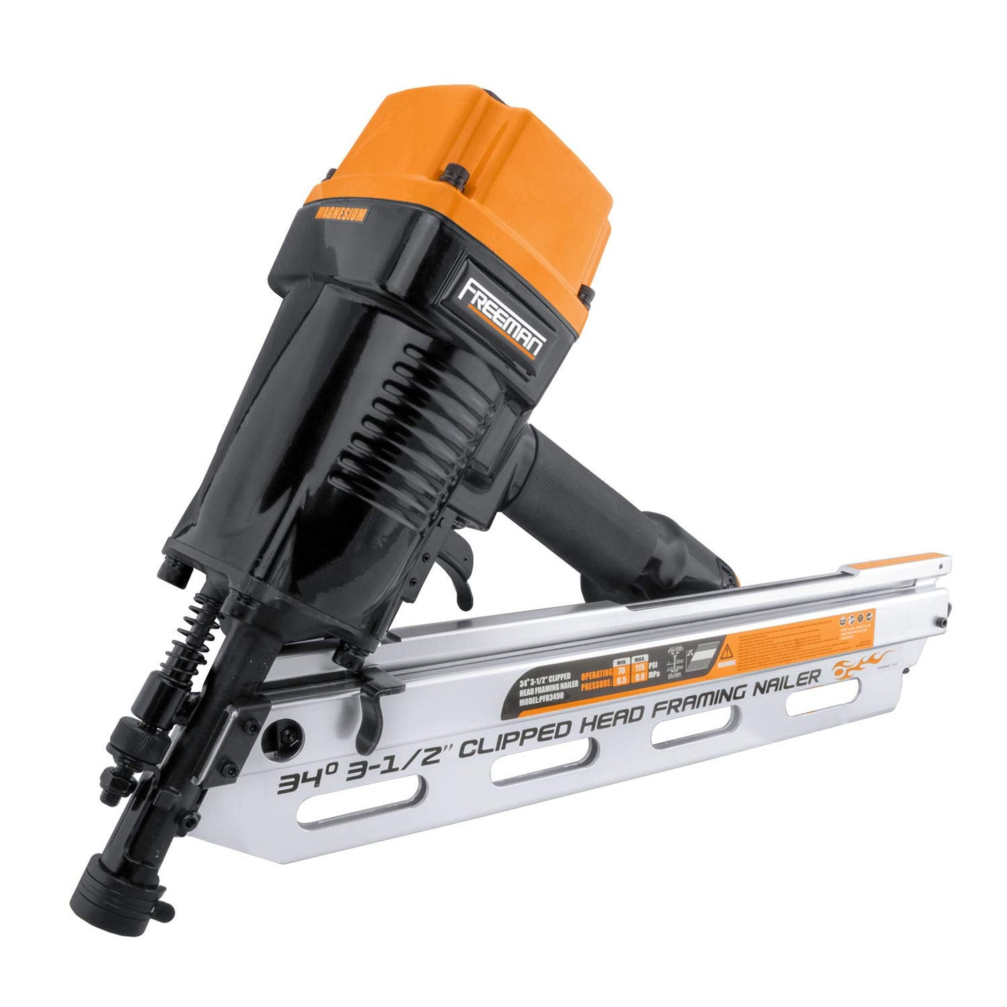 Freeman PFR3490 Pneumatic 34 Degree 3-1/2" Framing Nailer with Belt Hook