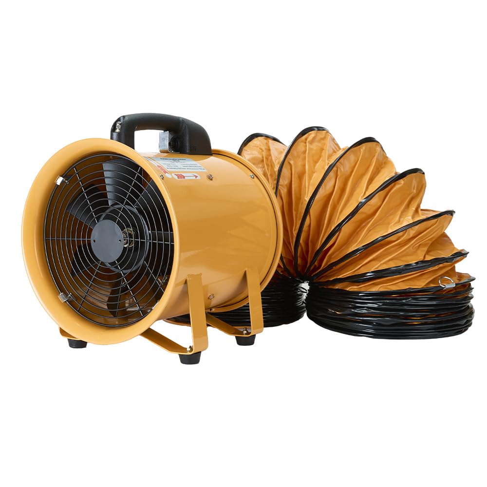 ONNAO Utility Blower Fan 8 inch Ventilator 3300RPM Extractor Industrial 1500 m3/h High Velocity Portable Ventilation Fan with 16 ft Flexible Duct Hose