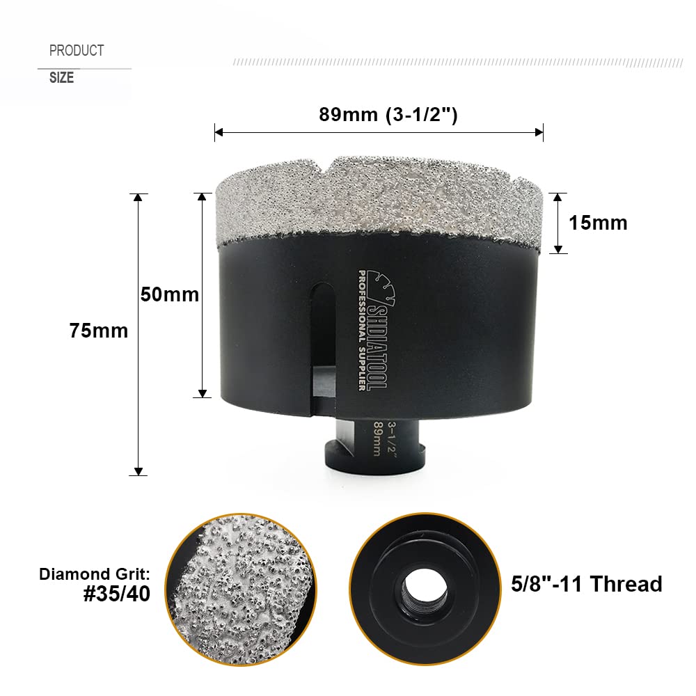 Diamond Core Drill Bits Set 12PCS - DARTOTEK Tile Hole Saw Kit (6/8/10/20/35/50/75/125/20mm/2/SDS/HEX for Porcelain, Ceramic Tile, Granite, Marble, Masonry