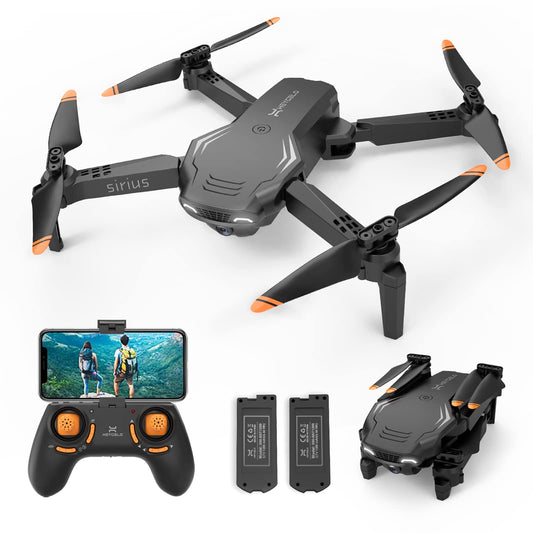 Foldable Drones for Kids Beginners - With 1080P HD Camera, FPV Remote Control Quadcopter, One Key Start/Land, Altitude Hold, 2 Batteries RC Helicopter Toys Gifts for Boys (Black)