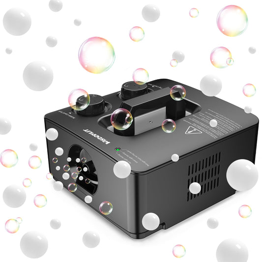 Wisdomlit Fog Bubble Machine, 2-in-1 Smoke Bubble Maker, 400W No-Spill Smoke Bubble Blower, 8000+ Colorful/Fog Bubbles for Kids Toddlers Indoor Outdoor Birthday Party