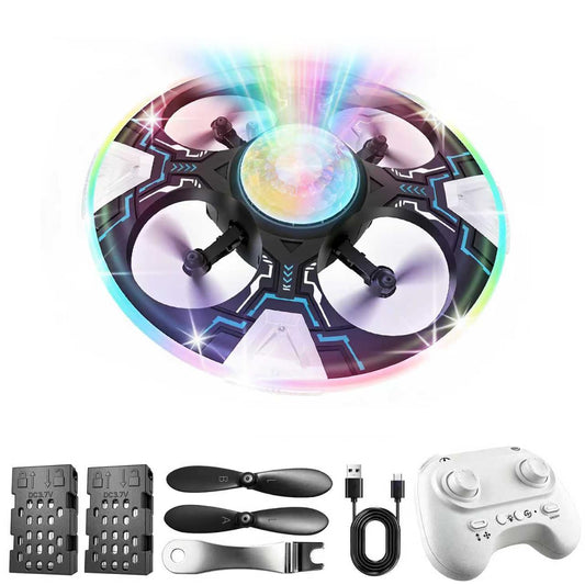 Mini UFO Drone for Kids – Safe RC Toy with 7 LED lighting modes, 360° Flips, Light Projection onto Ceilings, Auto Hover, Hand Gesture, 2 Batteries(14 Min Flight), Ideal Fun Gift for Kids