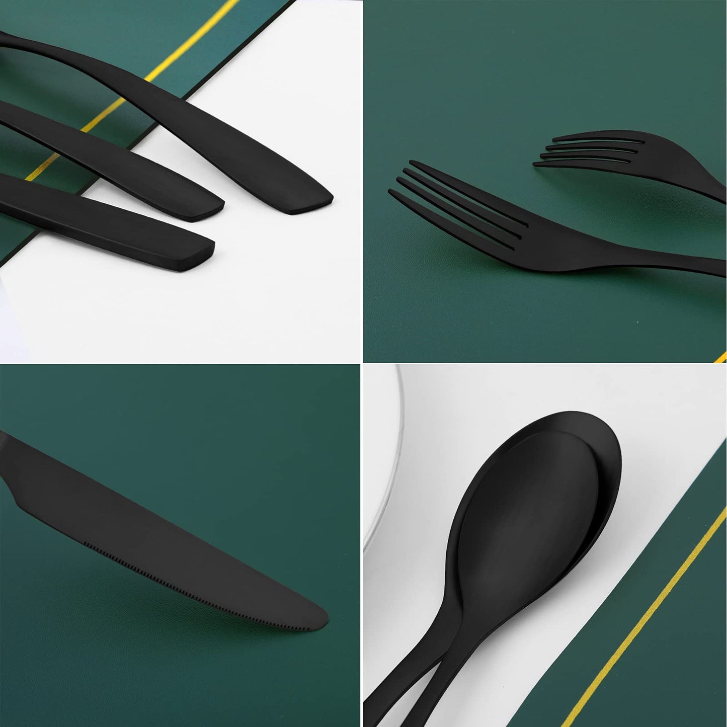 40 Piece Silverware Set, Bettlife Matte Black Silverware Set for 8, Stainless Steel Flatware, Utensil Sets Cutlery Set for New Apartment, Minimalist, Dishwasher Safe